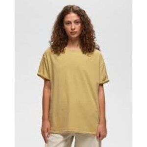 We The Free Oversized Lemon Yellow T-Shirt With Raw Hem Edges Drop Sleeves